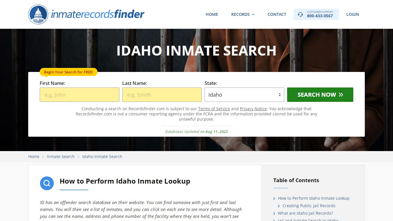 Idaho Inmate Search - Jail & Prison Records Online